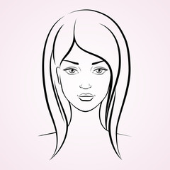 vector illustration face young beautiful woman