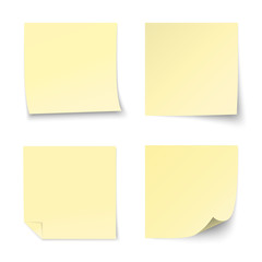 Set of vector yellow paper sticker on white background