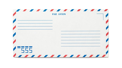 Obraz premium Blank airmail envelope isolated, with numbers, front view