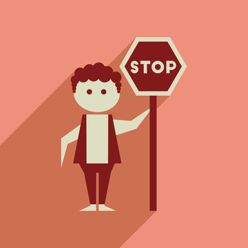 Flat web icon with long shadow stop racism 