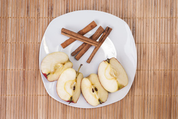 cinnamon sticks and apples