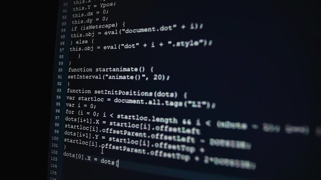 Creation of a program using a large number of characters on the screen. Quick text input for software. Computer technology in action.