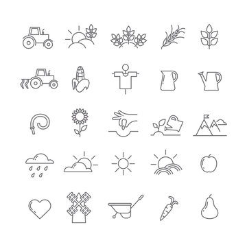 Set of icons with farming life.