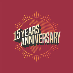 Fototapeta na wymiar 15 years anniversary vector icon, logo