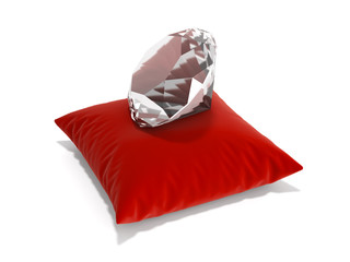 diamond on a pillow on white background 3d render © kv_san