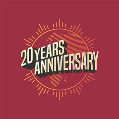 Fototapeta na wymiar 20 years anniversary vector icon, logo