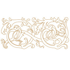 Golden vintage baroque ornament, corner. Retro pattern antique style acanthus. Decorative design element filigree calligraphy vector. - stock vector
