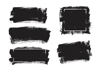 Fototapeta premium Set of universal grunge black paint background with frame. Dirty artistic design elements, boxes, frames for text.