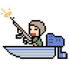 Obraz premium pixel art boat terrorist