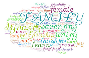 Family word cloud. Made of with words related to family