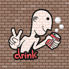 funny man with soda can draw
