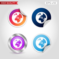 Planet icon. Button with Earth icon. Modern UI vector.