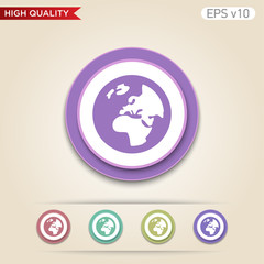 Planet icon. Button with Earth icon. Modern UI vector.