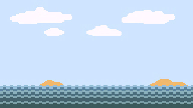 pixel art ocean sky