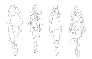      Stilized Sketch Fashion Women Models