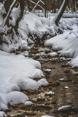 Fototapeta na wymiar Snow capped stream