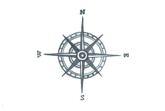 Compass. Watercolor illustration.
