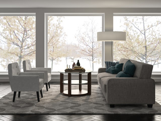 Interior modern design room 3D illustration