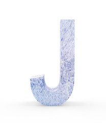 Ice letter J isolated on white background. 3D illustration