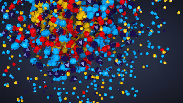3D abstract colorful platonic composition, background, rendering