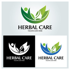 Herbal care logo design template. Vector illustration