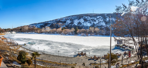 View on Turtle lake in winter time, Tbilisi,  Georgia