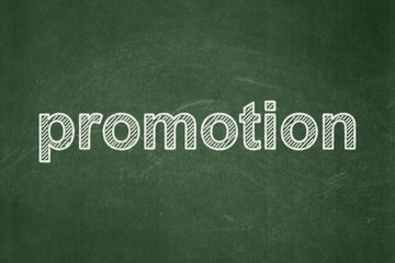 Fototapeta premium Advertising concept: Promotion on chalkboard background