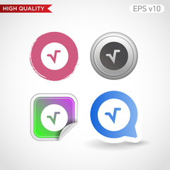 Mathematics root icon. Button with mathematics root icon. Modern UI vector.