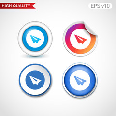 Send or paper plane icon. Button with paper plane icon. Modern UI vector.