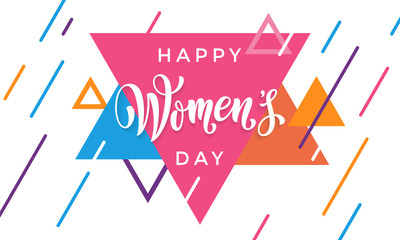 Women Day 8 March greeting card of modern triangle pattern background