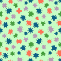 Seamless vector geometrical pattern. Green endless background with hand drawn circles. Graphic illustration. Print for cover, fabric, wrapping, background.