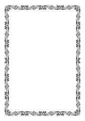 Ornate rectangular black frame, A4 page proportions.