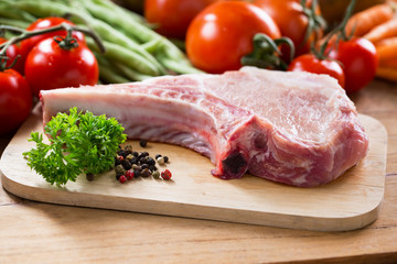 pork and vegetable prepare for grill pork chop