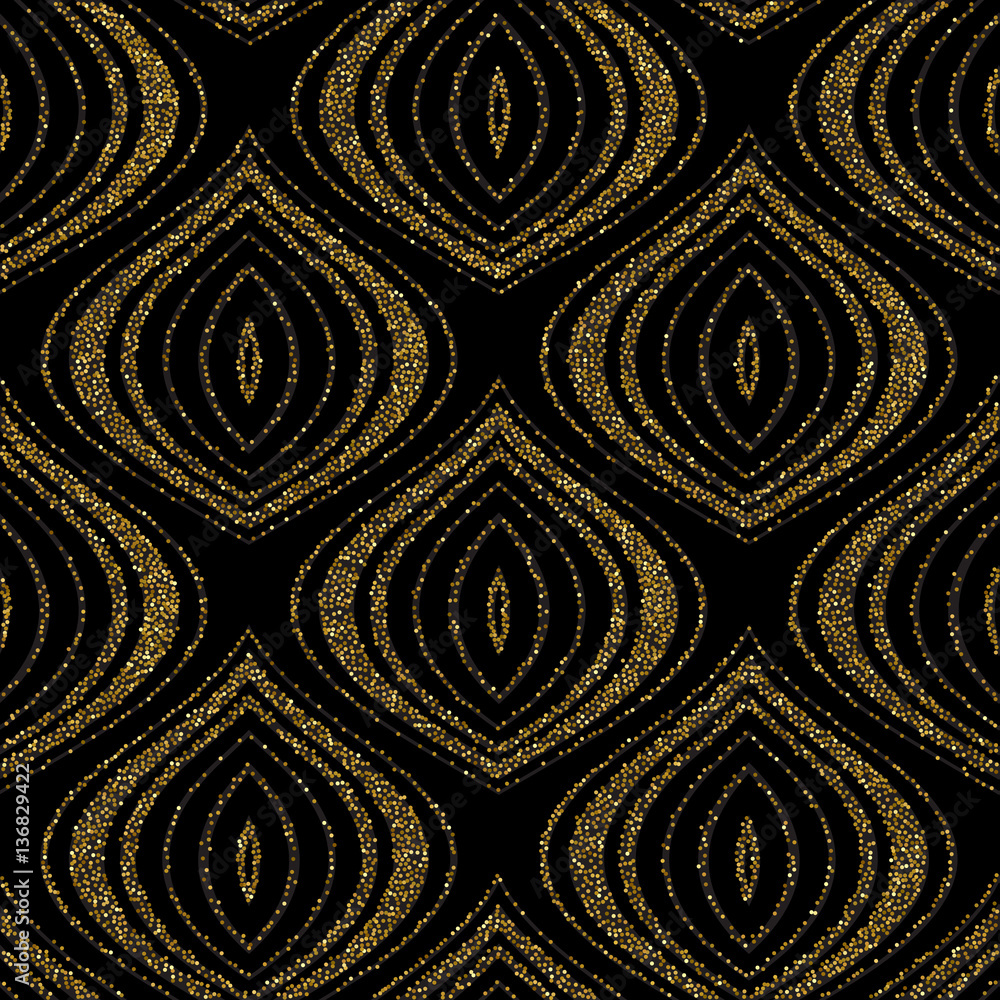 Poster Seamless vector abstract pattern for textile and decoration with gold glitter effect
