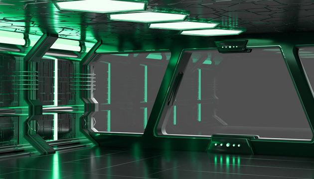 Spaceship green interior 3D rendering elements of this image fur