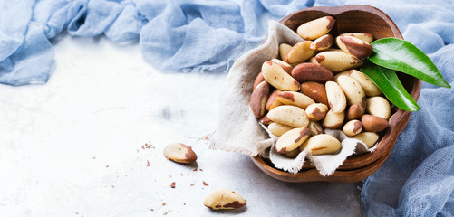 Portion of organic healthy brazil nuts