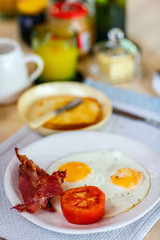 Breakfast with fried eggs