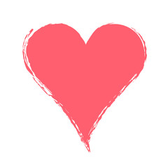 Vector graphic grunge illustration of heart sign with ink blot, brush strokes, drops isolated on the white background. Series of artistic illustration with splash, blots and brush strokes.