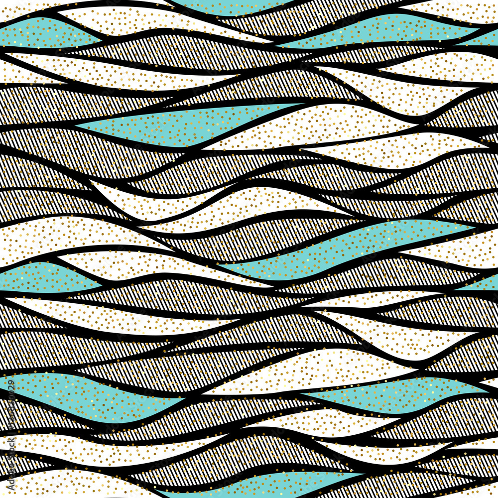 Poster Seamless vector wave pattern for textile and decoration.