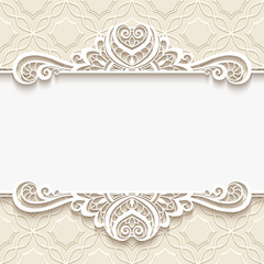 Cutout paper vignette with lace border