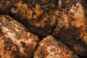 Slices Butter Chicken close up