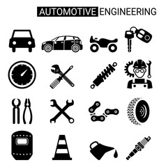 Set of automotive engineering icon design for industry
