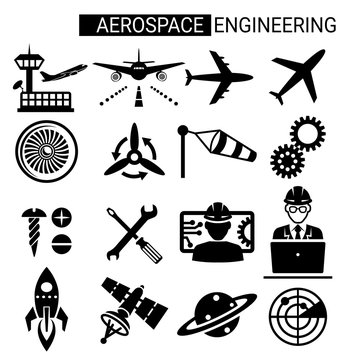  Set Of Aerospace Engineering Icon Design For Airplane