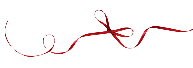 Smal red silk ribbon bow