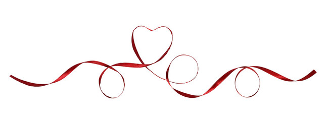 Red silk ribbon loops and heart