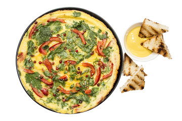 Omelet with toast and mustard