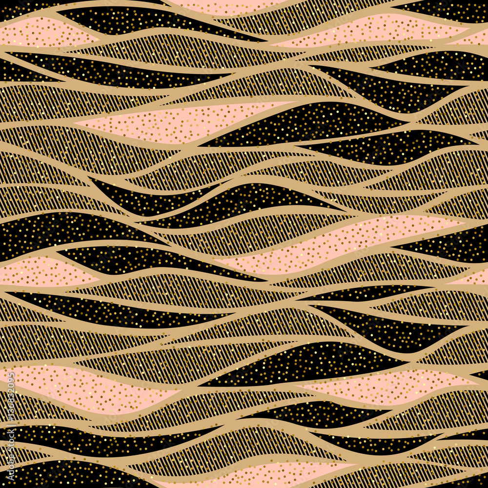 Poster Seamless vector wave pattern for textile and decoration.