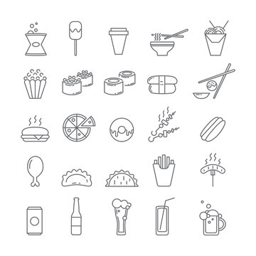 Set of icons with food.