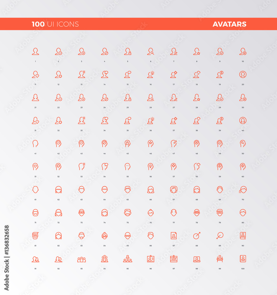 Poster ui ux user avatars icons