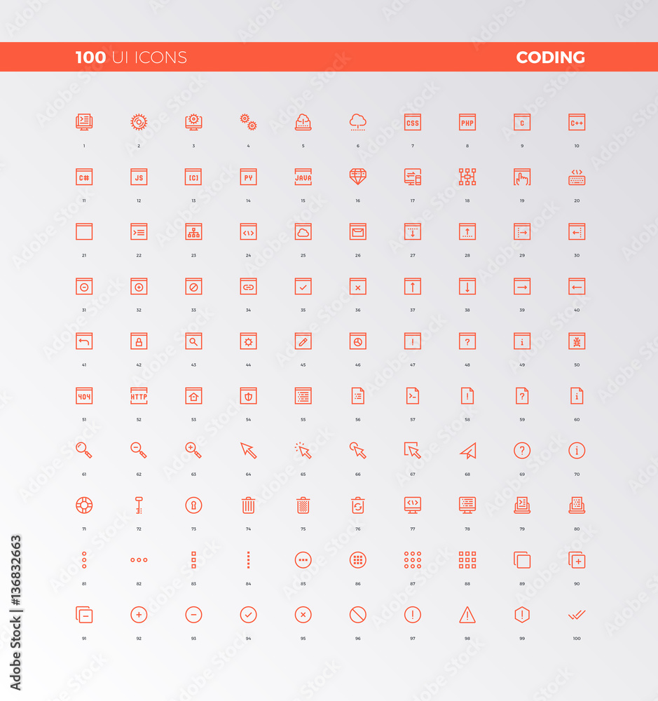 Leinwandbilder ui ux code production icons